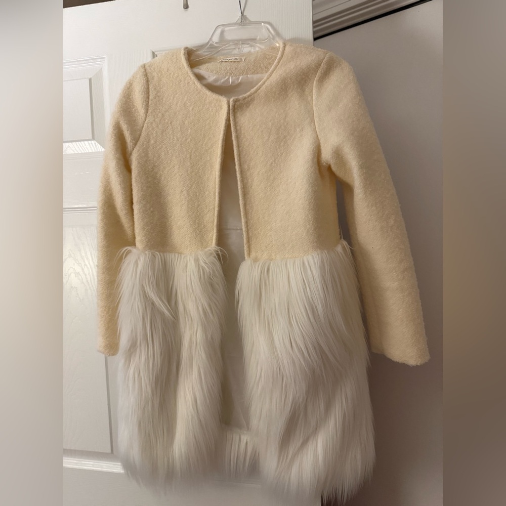 Cream and White Womens Coat